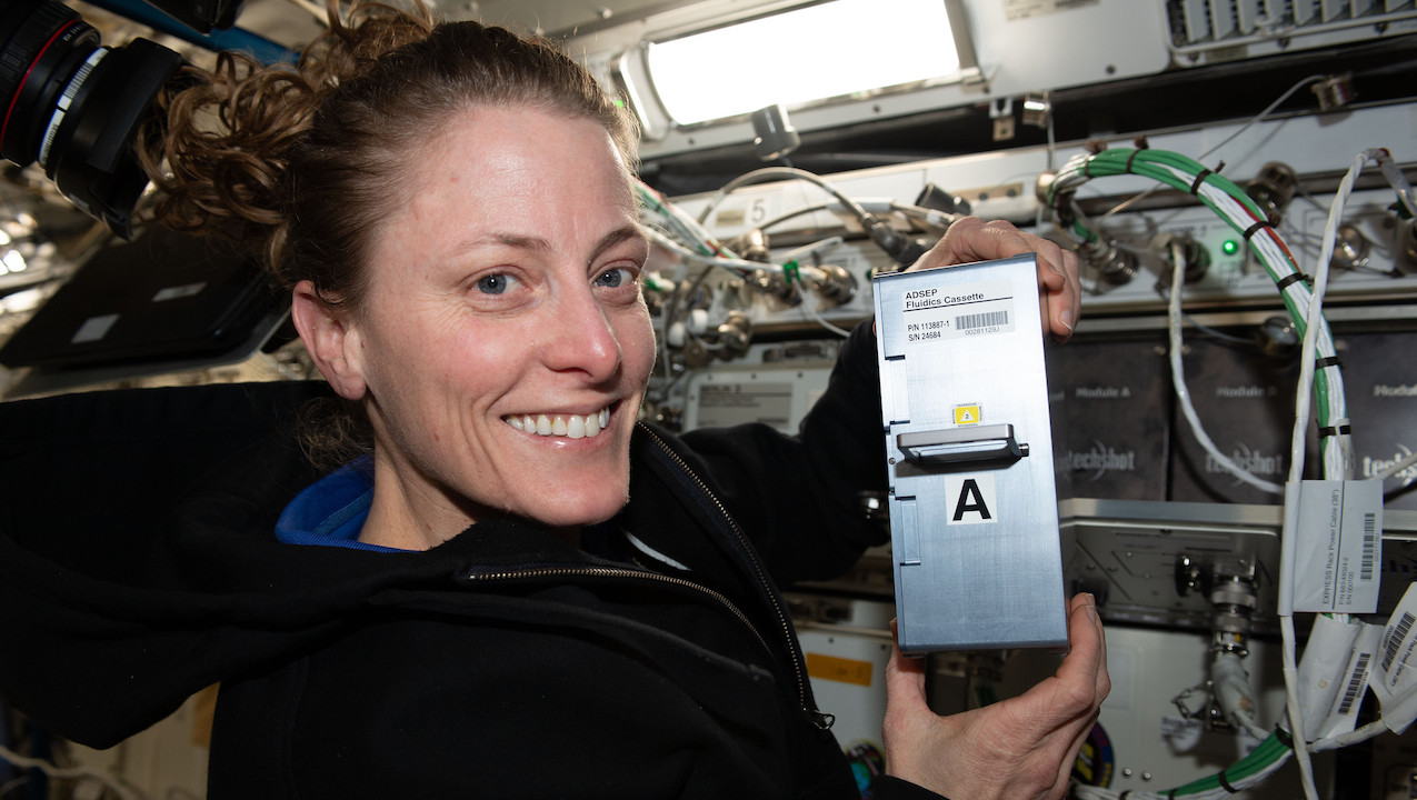 light Engineer Loral O'Hara shows off research hardware