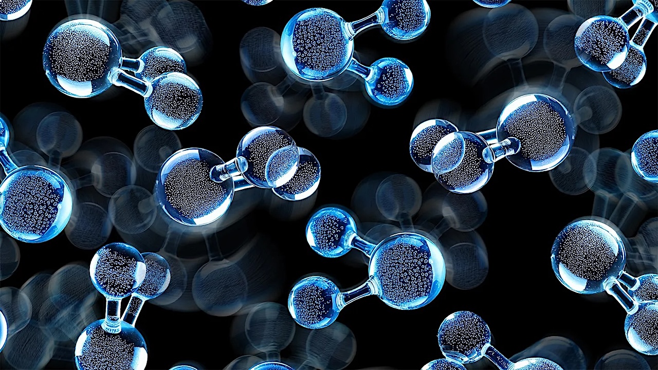 Scientists have finally observed plastic ice (illustrated), a sort of hybrid phase between solid ice and liquid water that may form in the interiors of icy worlds like Neptune and Jupiter’s moon Europa. In plastic ice, the individual molecules are held in fixed positions within a crystal lattice, as if solid, while also being able to rotate, as if liquid. Institut Laue-Langevin Communications Office