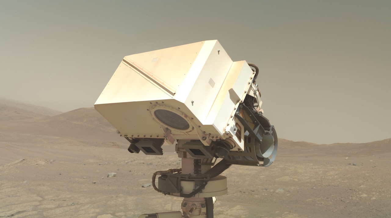 Montage of three images taken by Mars Perseverance on Sol 1697 Nov. 28, 2025 by the WATSON Camera - NASA